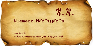 Nyemecz Mátyás névjegykártya